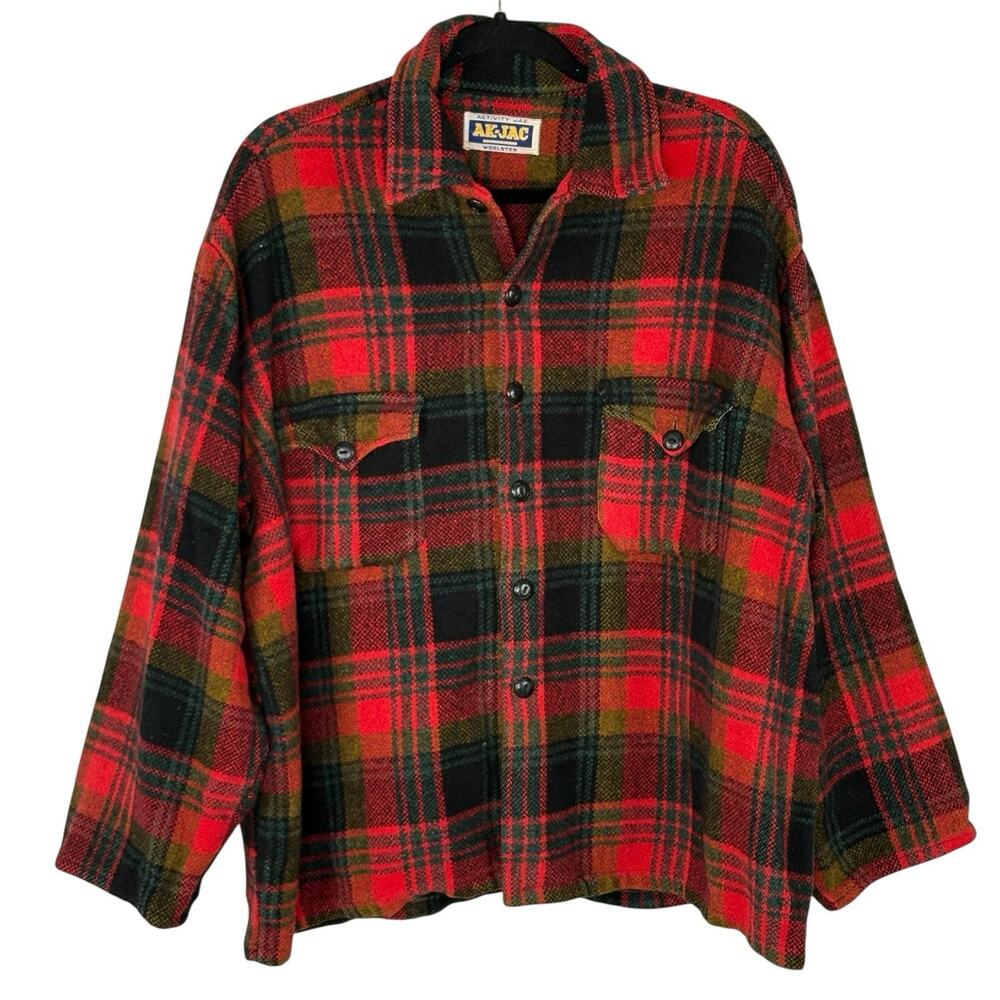 Vintage Men’s 70s Ak-Jac Woolster Shacket Jacket Plaid Canada Size XL